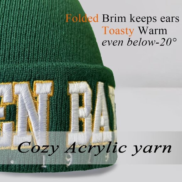 Women's Green & Yellow Soft Knit Winter Hat For Cold Weather Beanie Toque Hat - Picture 3 of 7